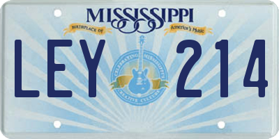 MS license plate LEY214