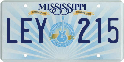 MS license plate LEY215