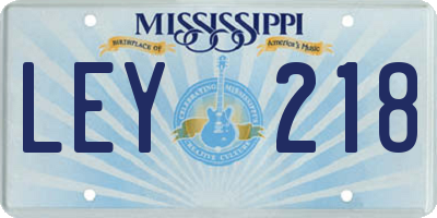 MS license plate LEY218