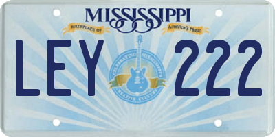 MS license plate LEY222