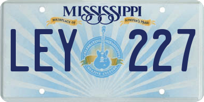 MS license plate LEY227