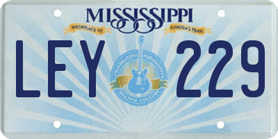 MS license plate LEY229