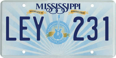 MS license plate LEY231