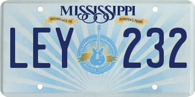MS license plate LEY232