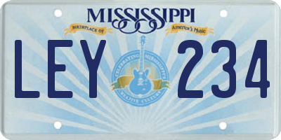 MS license plate LEY234