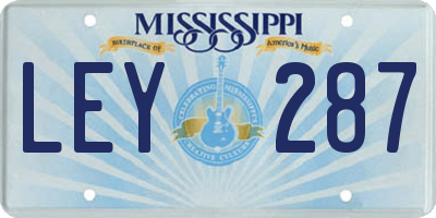 MS license plate LEY287
