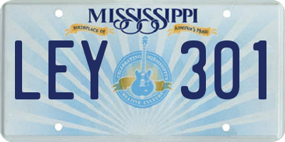 MS license plate LEY301