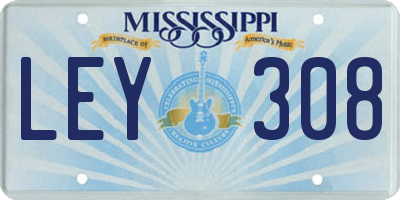MS license plate LEY308