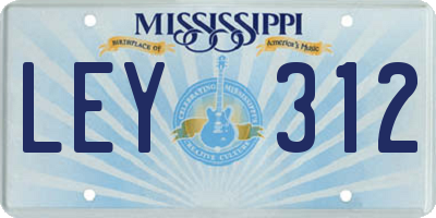 MS license plate LEY312