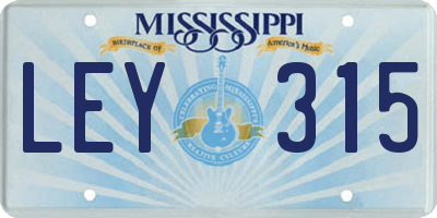 MS license plate LEY315