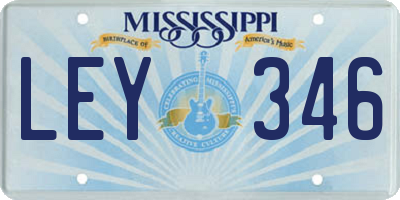 MS license plate LEY346