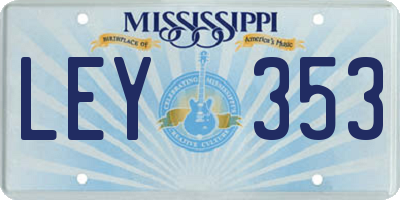MS license plate LEY353