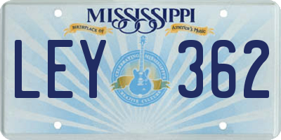 MS license plate LEY362