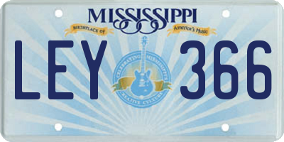 MS license plate LEY366