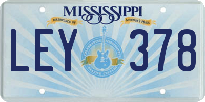 MS license plate LEY378
