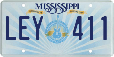 MS license plate LEY411
