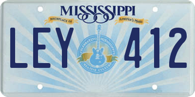 MS license plate LEY412