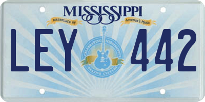 MS license plate LEY442