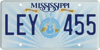 MS license plate LEY455