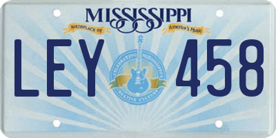 MS license plate LEY458