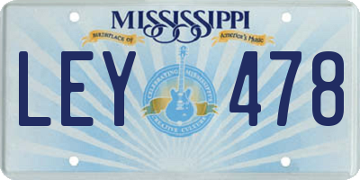 MS license plate LEY478