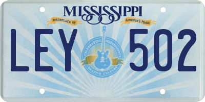 MS license plate LEY502