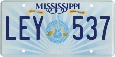 MS license plate LEY537