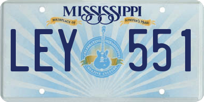 MS license plate LEY551