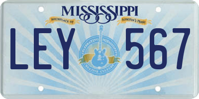 MS license plate LEY567