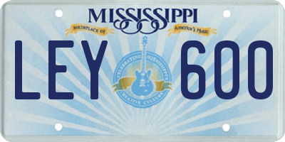 MS license plate LEY600
