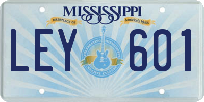 MS license plate LEY601