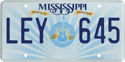 MS license plate LEY645