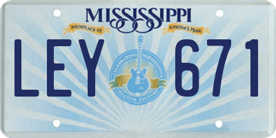 MS license plate LEY671