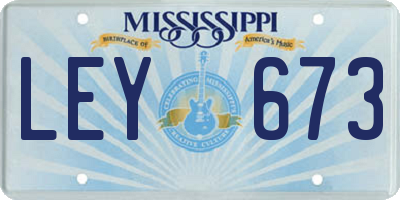 MS license plate LEY673