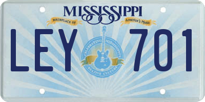 MS license plate LEY701