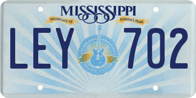 MS license plate LEY702