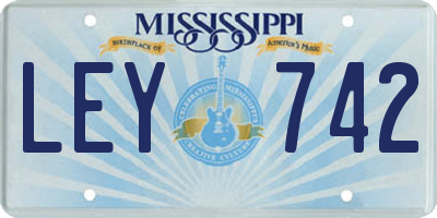 MS license plate LEY742