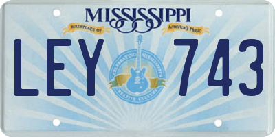 MS license plate LEY743