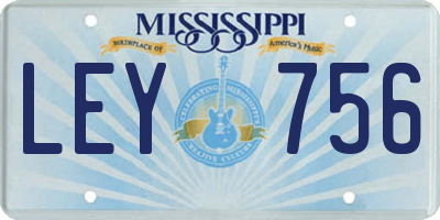 MS license plate LEY756