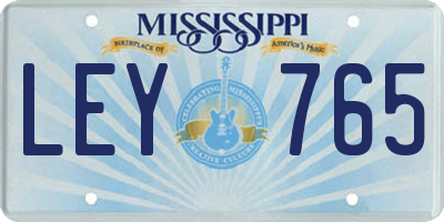 MS license plate LEY765