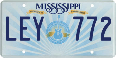 MS license plate LEY772