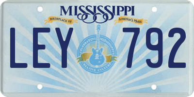 MS license plate LEY792