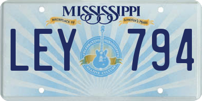 MS license plate LEY794