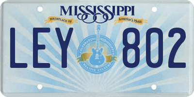 MS license plate LEY802