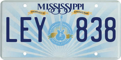 MS license plate LEY838