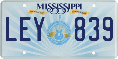 MS license plate LEY839