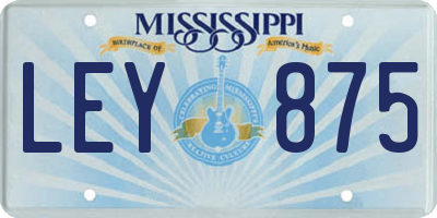 MS license plate LEY875