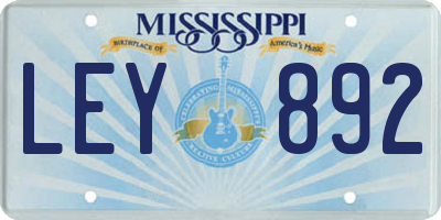 MS license plate LEY892