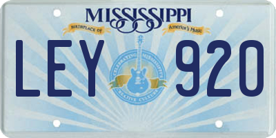 MS license plate LEY920