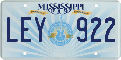 MS license plate LEY922